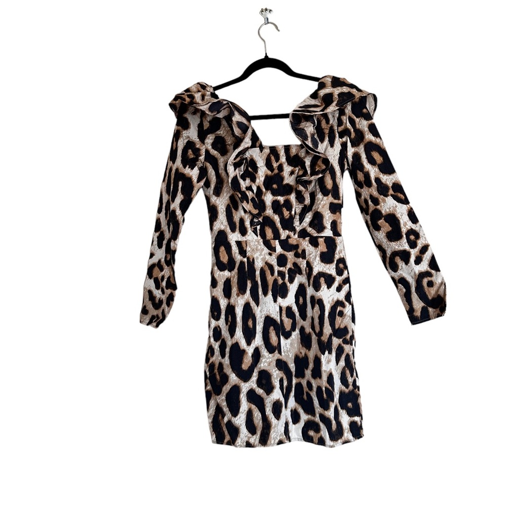 NWT Flounce-trimmed dress Animal Print XS - Picture 6 of 7